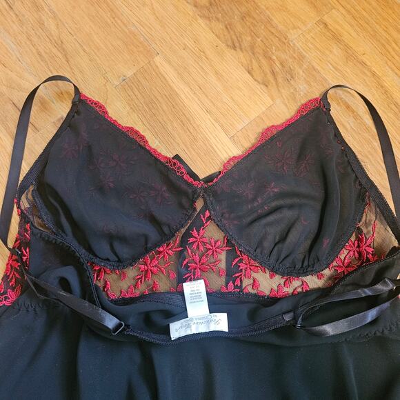 Cinema Etoile Lingerie Size L Black Red Lace Vamp Whimsygoth Mesh Festival Dress - Picture 10 of 10